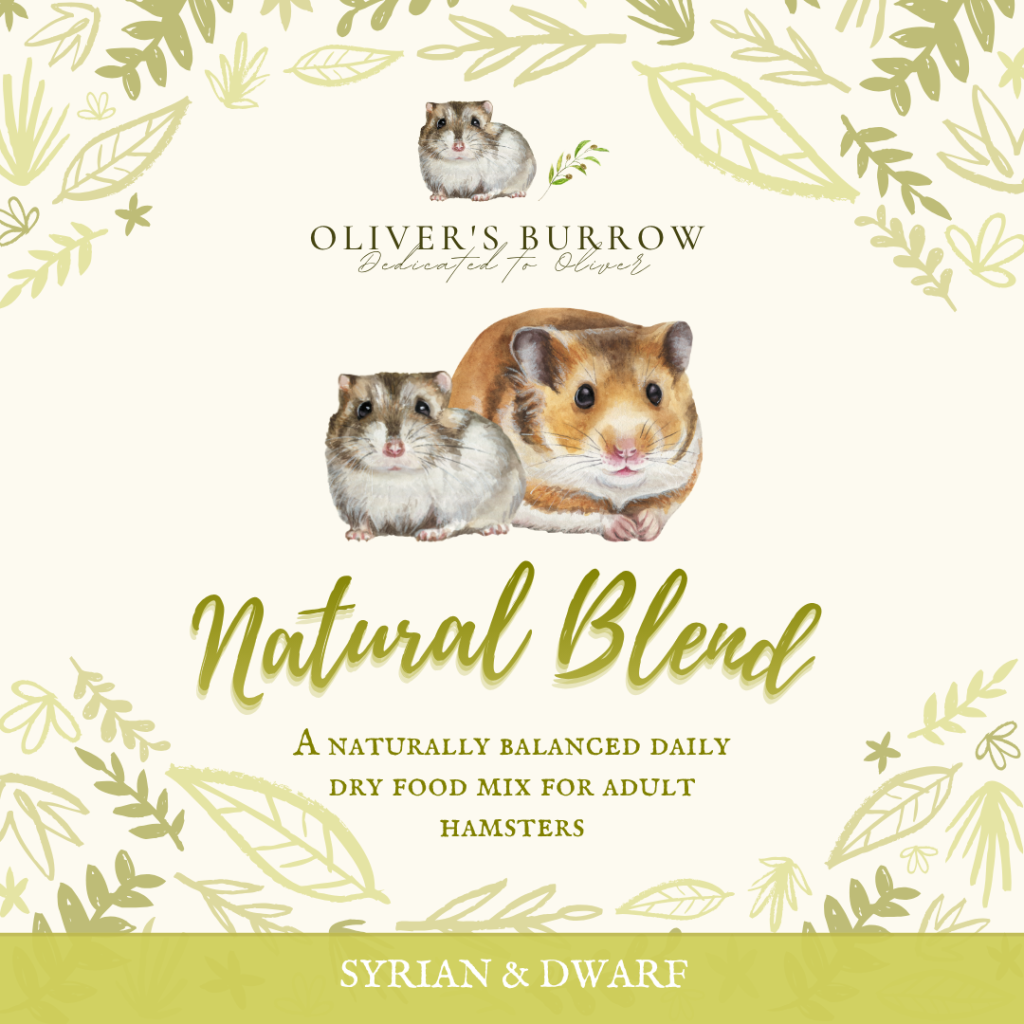 syrian hamster and dwarf hamster food mix label natural blend